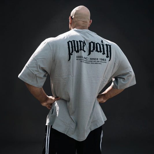 "Pure Pain" Oversized 3/4 sleeve T   - Dove Grey