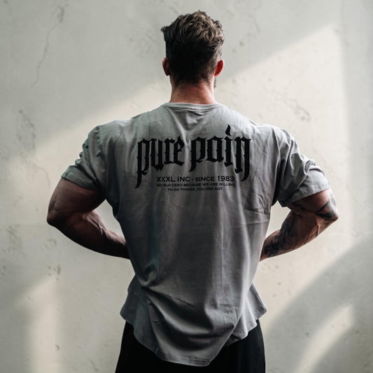 "Pure Pain" Oversized 3/4 sleeve T   - Dove Grey
