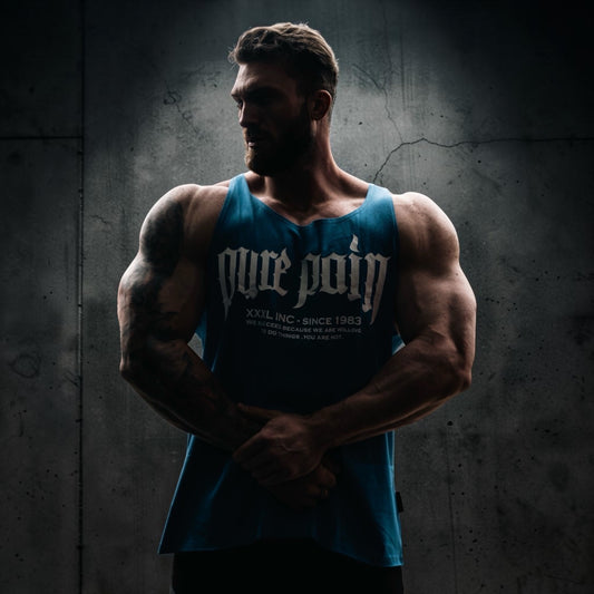 "Pure Pain" 100% Cotton Box Cut Tank - Carolina Blue