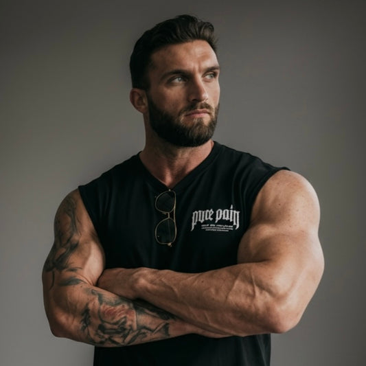 "Pure Pain" Box cut Sleeveless T   - Black