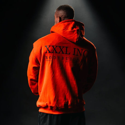 "Bodybuilder" 400gsm 100% Cotton Zip Hoodie - Dark Orange