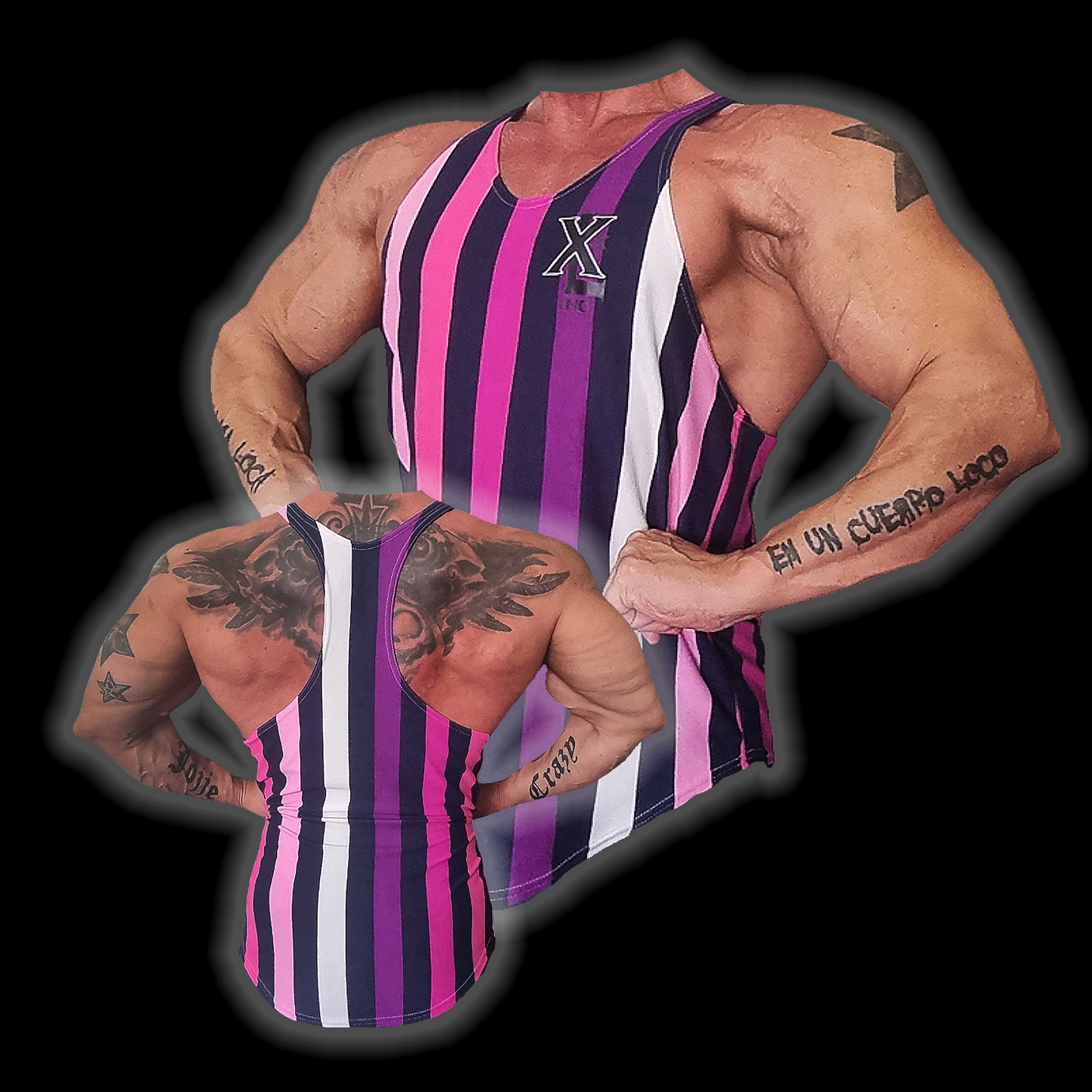 "XXLX Logo" Classic Muscle Vests - Candy Stripes